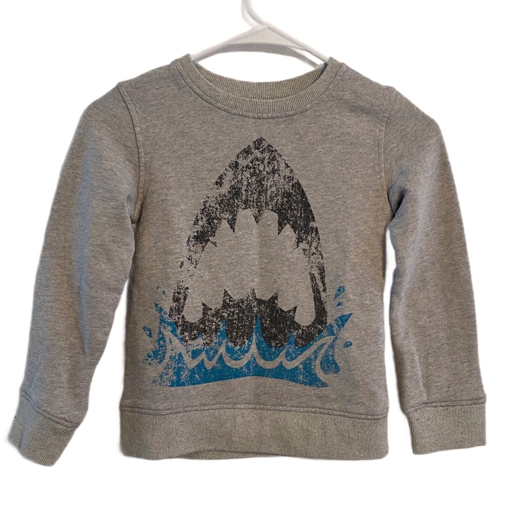 Appaman Gray Distressed Shark Print Sweatshirt Size 6